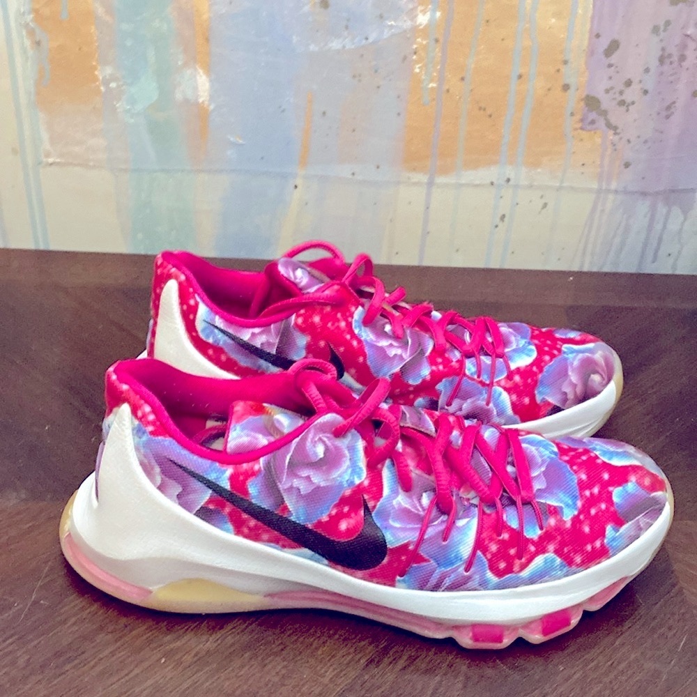 Nike KD 8 Aunt Pearl Pink Floral Premium Shoes Youth size 6.5y/Womens 8